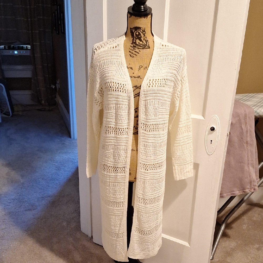 Lulu's Cream Open-Front Knit Cardigan